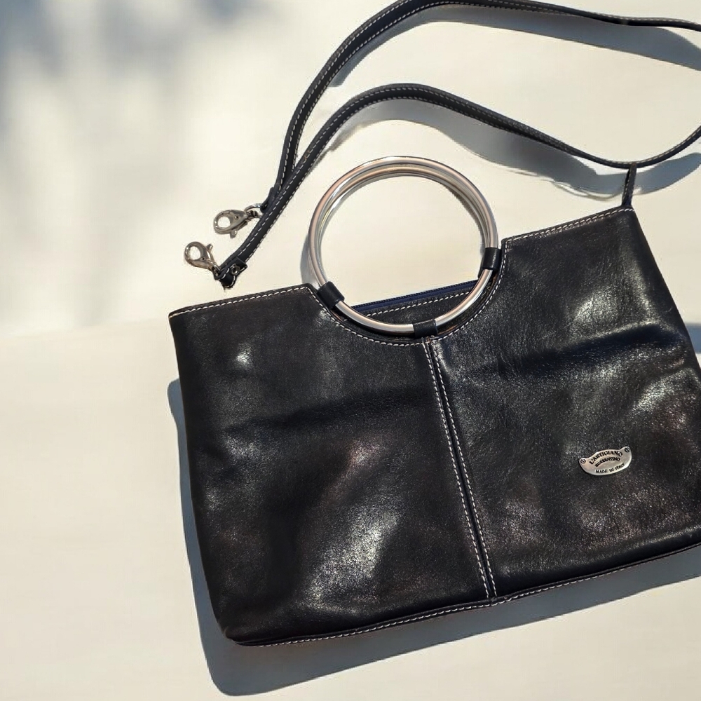 L'artigiano Sorrentino Made In Italy Navy Leather Bag , Chic